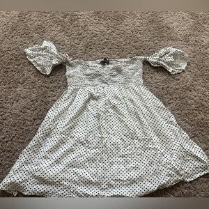 Preloved White and Black Polka Dot Kids Dress
